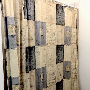 Fabric shower curtain with liner